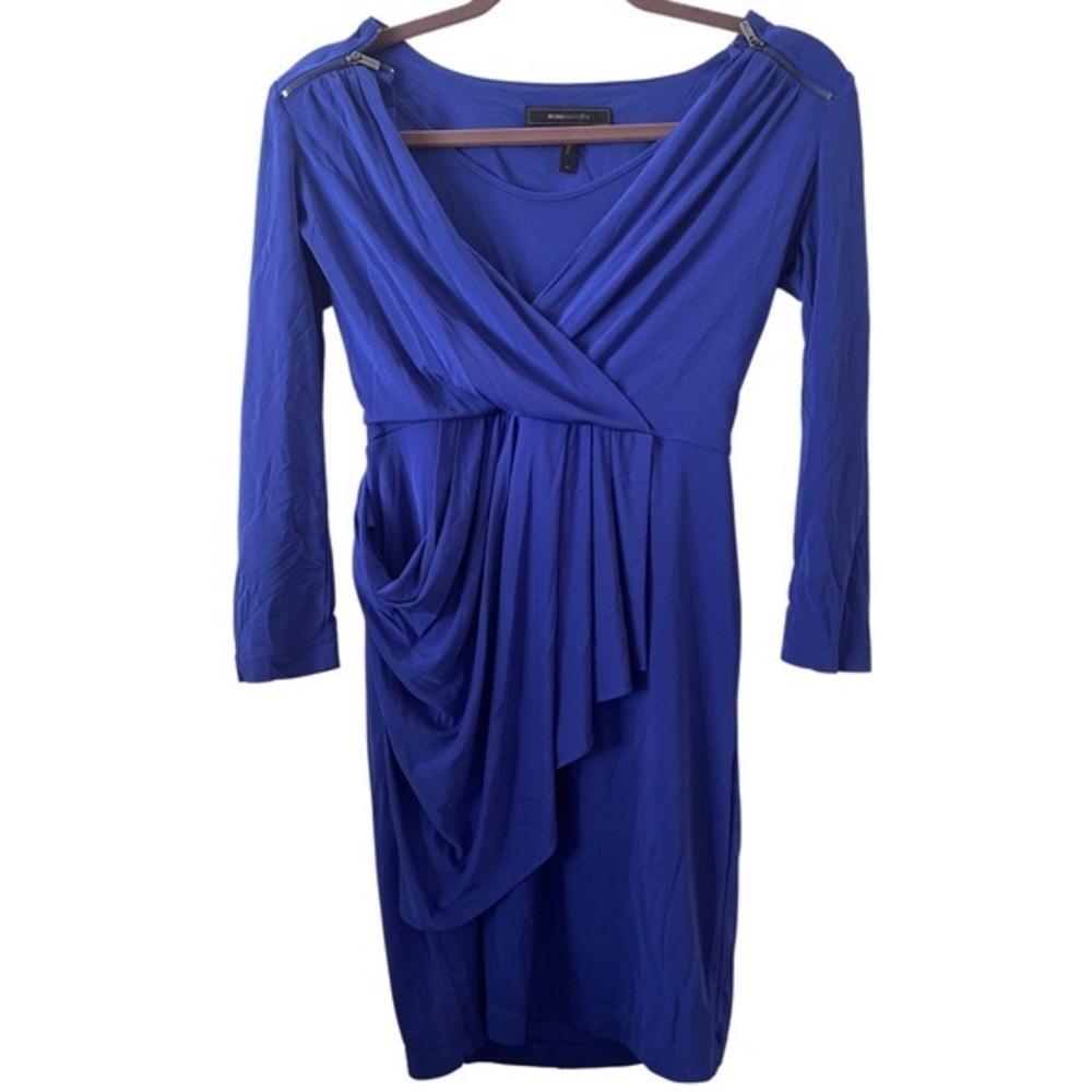 BCBG Max AZRIA blue 3/4 sleeve‎ long sleeve cocktail dress. Formal mini dress